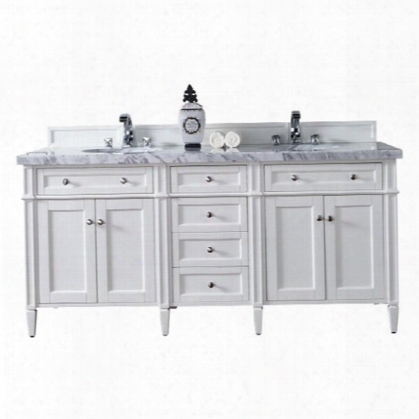 James Martin Brittany 72 Double Bathroom Vanity In White-3cm Snow White