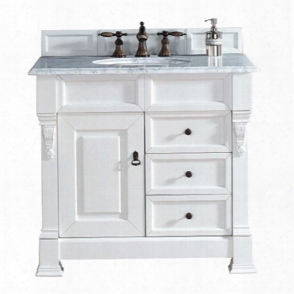 James Martin Brookfield 36 Single Bathroom Vanity In White-2cm Galala Beige