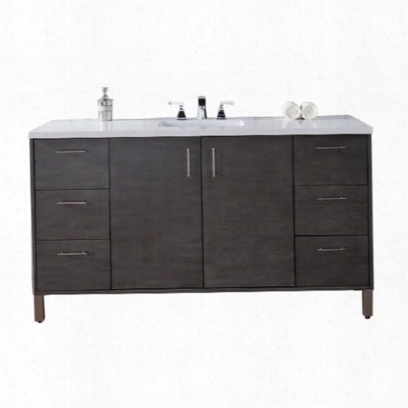 James Martin Metropolitan 60 Single Bathroom Vanity In Silver-4cm Carrara White