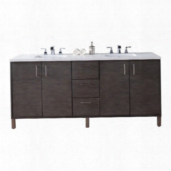 James Martin Metropolitan 72 Double Bathroom Vanity In Silver-4cm Galala Beige