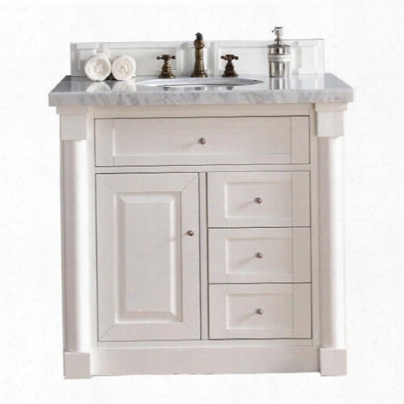 James Martin New Haven 36 Single Bathroom Vanity In White-2cm Carrara White