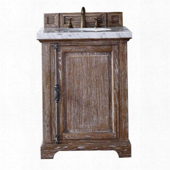 James Martin Providence 26 Single Bathroom Vanity In Driftwood-2cm Carrara White