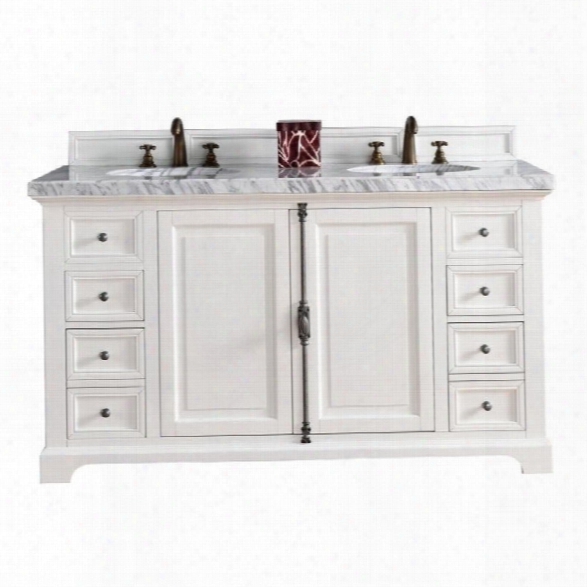 James Martin Providence 60 Double Bathroom Vanity In White-4cm Galala Beige