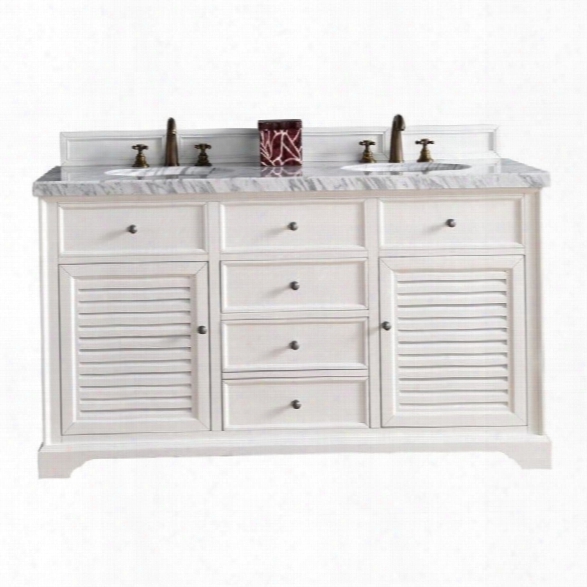 James Martin Savannah 60 Double Bathroom Vanity In White-3cm Shadow Gray