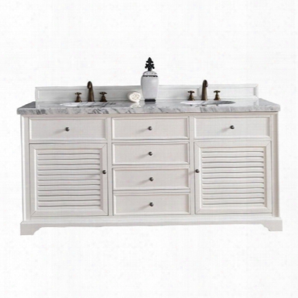 James Martin Savannah 72 Double Bathroom Vanity In White-4cm Carrara White