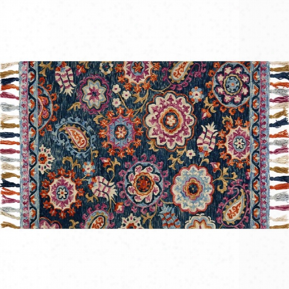 Loloi Farrah 7'9 X 9'9 Hooked Wool Rug In Navy And Plum