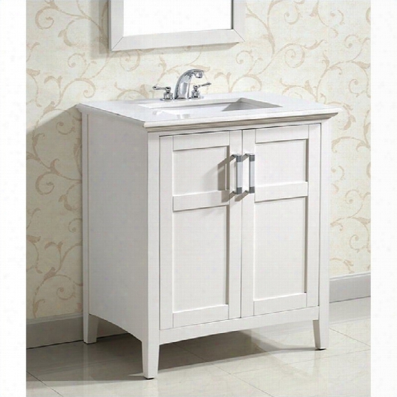 Simpli Home 30 Inch Winston Bath Bathroom Vanity In White