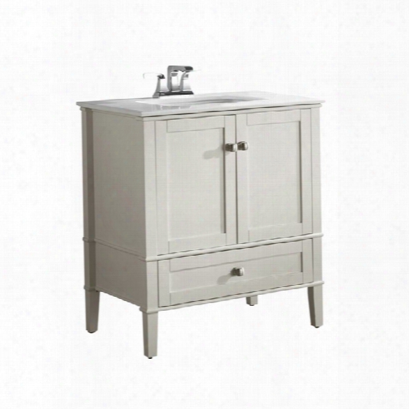 Simpli Home Chelsea 31 Bath Vanity With Quartz Marble Top In White