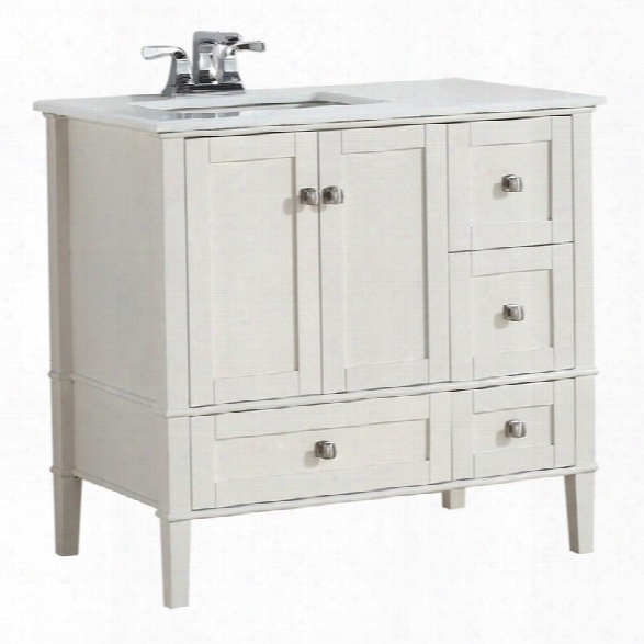 Simpli Home Chelsea 36 Left Offset Bath Vanity In Soft White