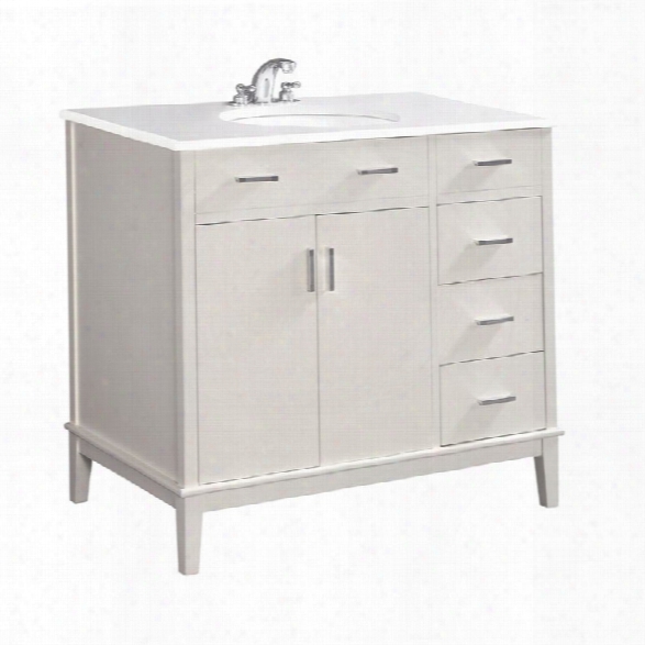 Simpli Home Urban Loft 37 Bath Vanity With Quartz Marble Top In White