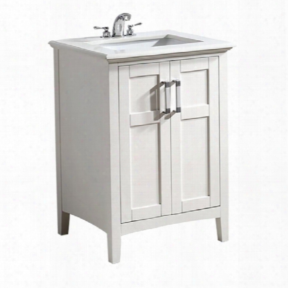 Simpli Home Winston 25 Bath Vanity With Quartz Marble Top In White