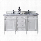 James Martin Brittany 60 Double Bathroom Vanity in White-4cm Carrara White