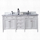 James Martin Brittany 72 Double Bathroom Vanity in White-3cm Snow White