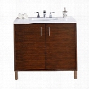 James Martin Metropolitan 36 Single Bathroom Vanity in Walnut-3cm Snow White