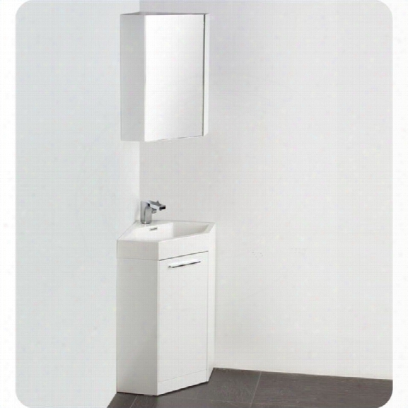 Fresca Coda 18 Corner Bathroom Vanity In White-versa In Brushed Nickel