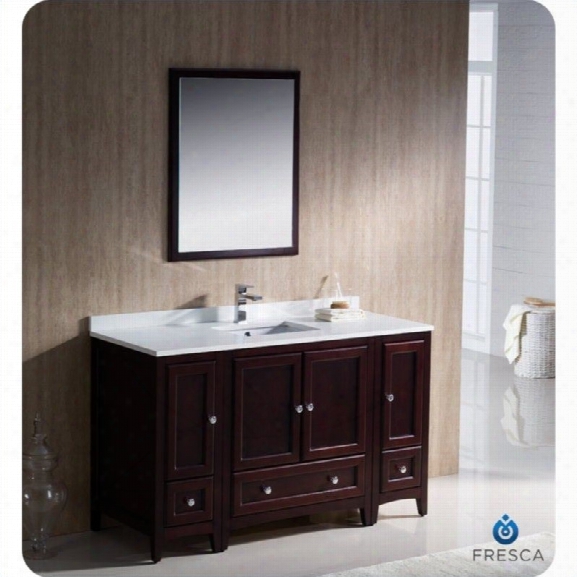 Fresca Oxford 54 Bathroom Vanity In Mahogany-sillaro In Brushed Nickel