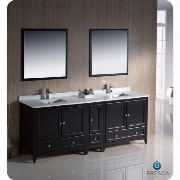 Fresca Oxford 84 Bathroom Vanity In Espresso-versa In Brushed Nickel