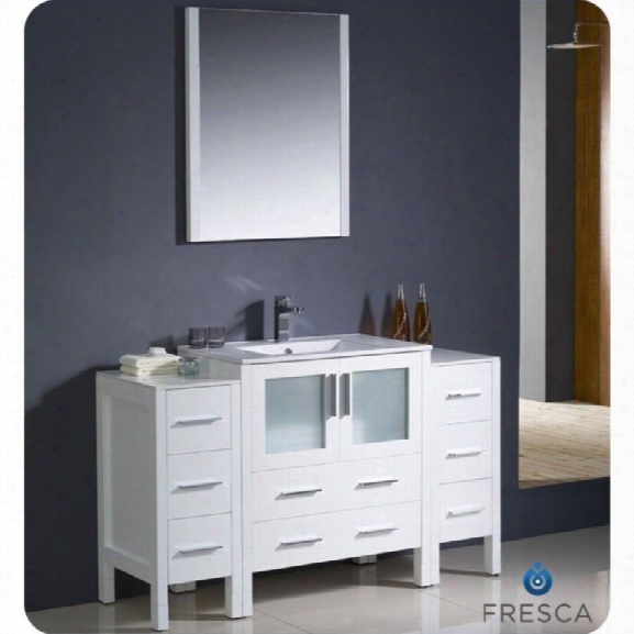 Fresca Torino 54 Bathroom Vanity In White-isarus In Chrome