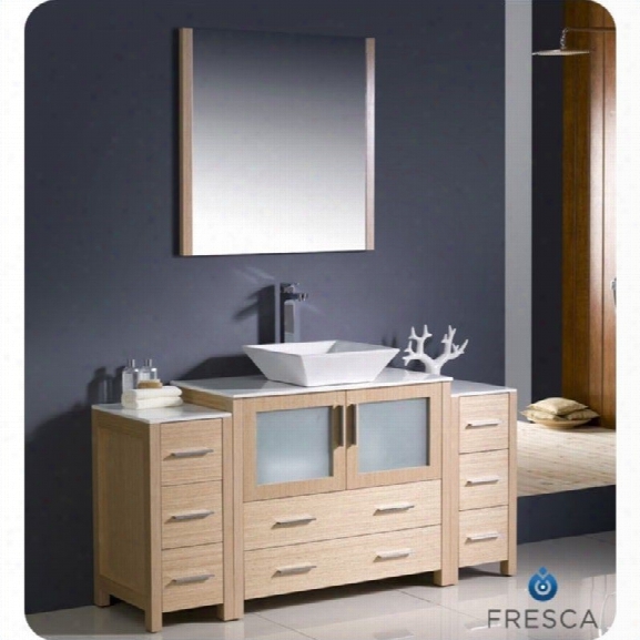 Fresca Torino 60 Bathroom Vanity In Light Oak-tolerus In Chrome