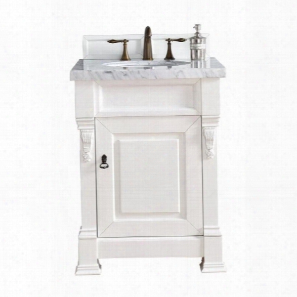 James Martin Brookfield 26 Single Bathroom Vanity In White-4cm Galala Beige