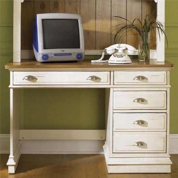 Liberty Furniture Ocean Isle Student Desk In Bisque With Natural Pine