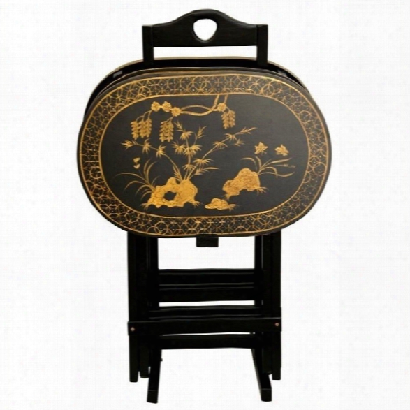 Oriental Furniture Tv Waiter Set In Gold