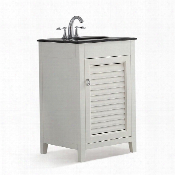 Simpli Home Adele 20 Black Granite Top Bathroom Vanity In White