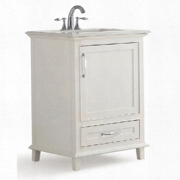 Simpli Home Ariana 24 White Quartz Marble Top Bathroom Vanity