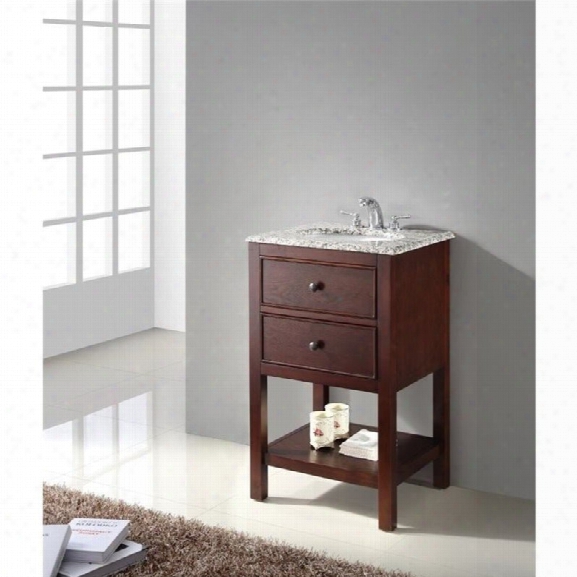 Simpli Home Burnaby Single Granite Top Bathroom Vanity In Walnut Brown