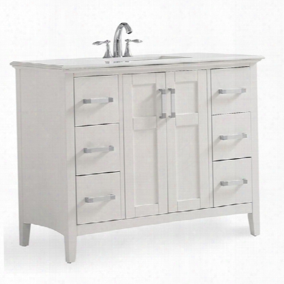 Simpli Home Chelsea 42 White Quartz Marble Top Bathroom Vanity