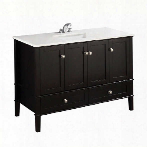 Simpli Home Chelsea 49 Bath Vanity With Quartz Marble Top In Black