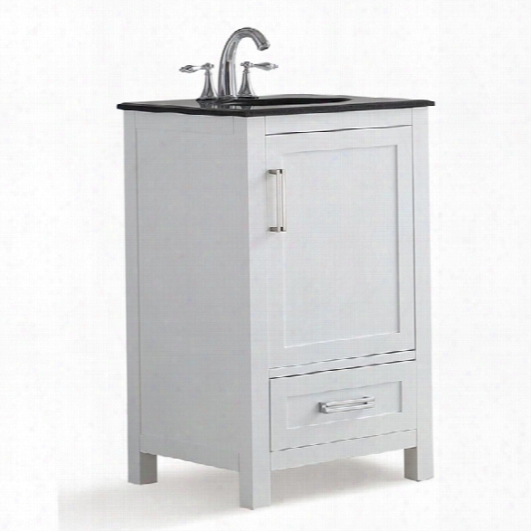 Simpli Home Evan 20 Black Granite Top Bathroom Vanity In White