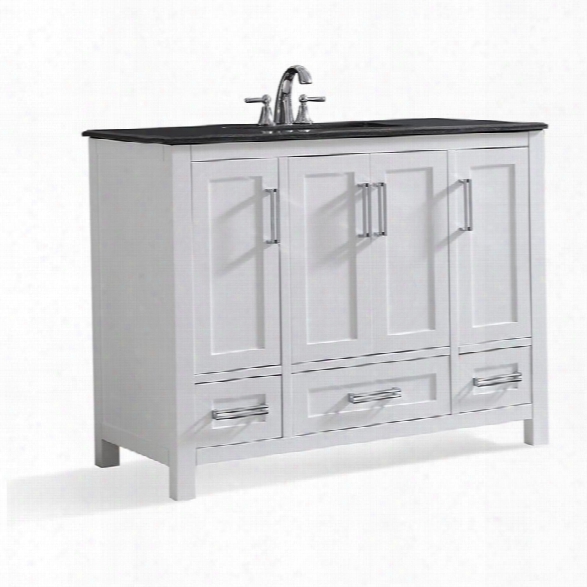 Simpli Home Evan 42 Black Granite Top Bathroom Vanity In White