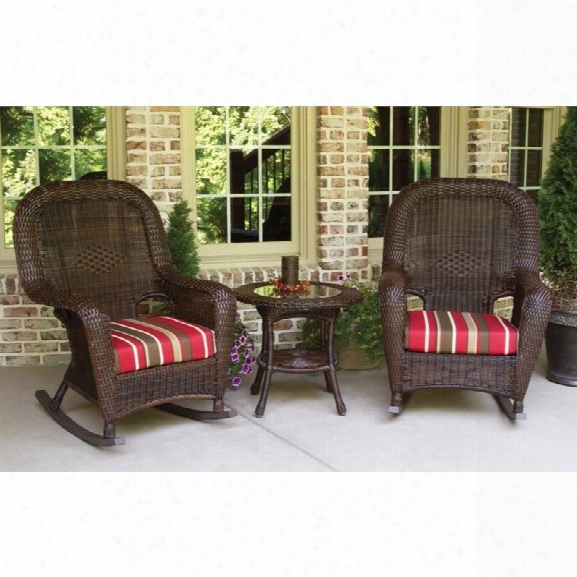 Tortuga Sea Pines 3 Piece Patio Rocker Set-java/ Montfleuri Sangria