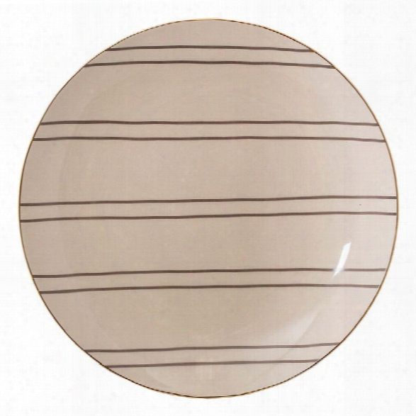 10" Round Ava Stoneware Plate W/ Gold Trim Design By Bd Edition