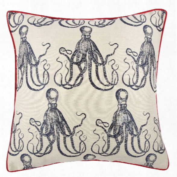 18" X 18" Octopus Jacquard Pillow Design By Thomas Paul