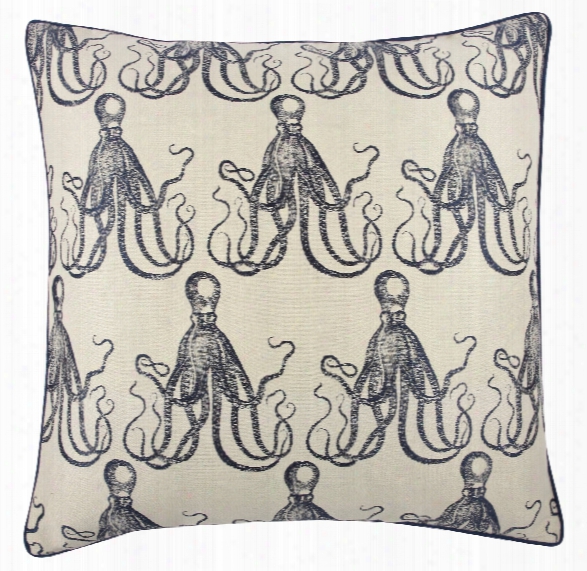 22" X 22" Octopus Jacquard Pillow Design By Thomas Paul