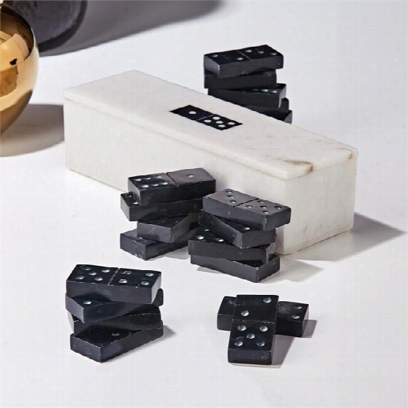 28 Pc Blanc Domino Set W /covered Storage Box Design By Tozai