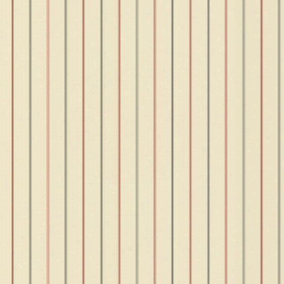 3-pinstripe Wallpaper In Cream, Bpack, And Red Design By Carey Lind For York Wallcoverings