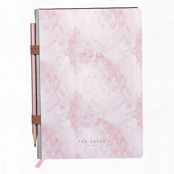 A5 Notebook W/ Pencil In Rose Quartz Design By Ted Baker