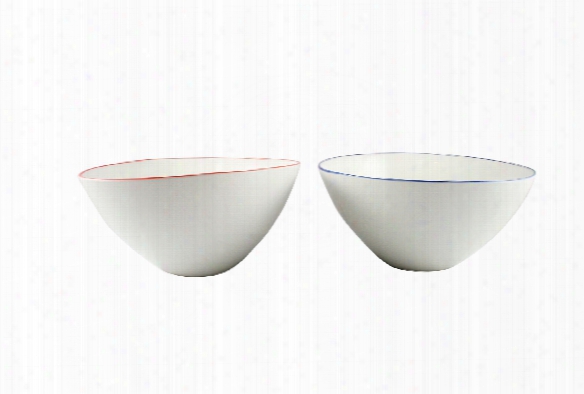 Abbesses Large Bowl With Red Or Blue Rim By Canvas