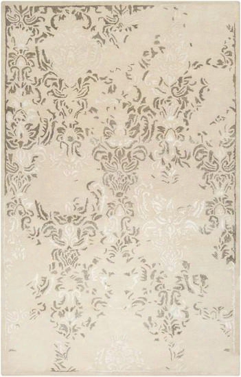 Banshee Collection 100% New Zealand Wool Area Rug In Antique White And Caper Green Design By Surya