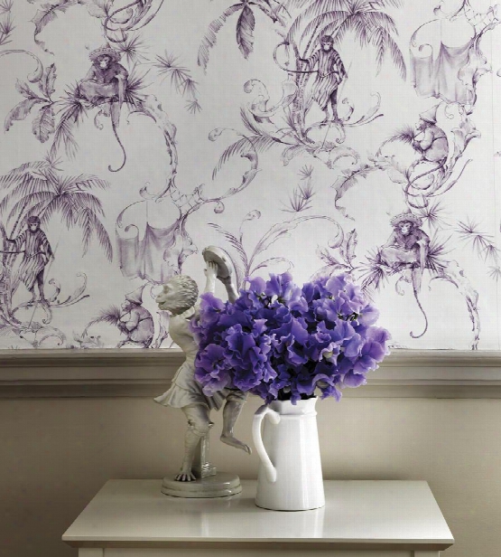 Barbary Toile Wallpaper In Amethyst By Nina Campbell For Osborne & Little