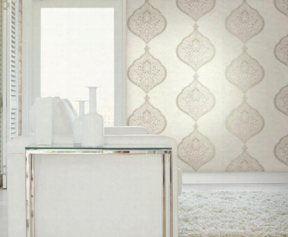 Barnes Medallion Wallpaper In Ivory And Neutrals By Carl Robinson For Seabrook Wallcoverings