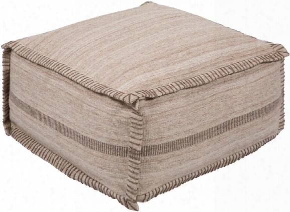 Barnsley Viscose Pouf In Ivory And Khaki Color