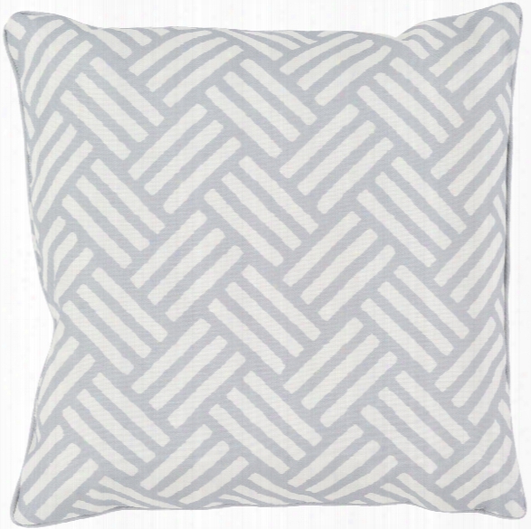 Basketweave 20" Outdoor Pillow In Light Grey & White Design By Surya