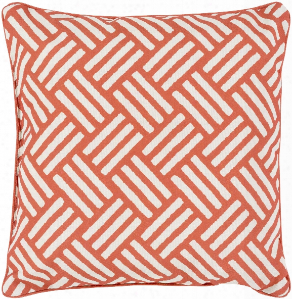 Basketweave 20" Outdoor Pillow In Rust & Ivory Design By Surya