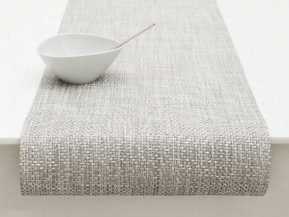 Basketweave Runner Placemat In White & Silver Design By Chilewich