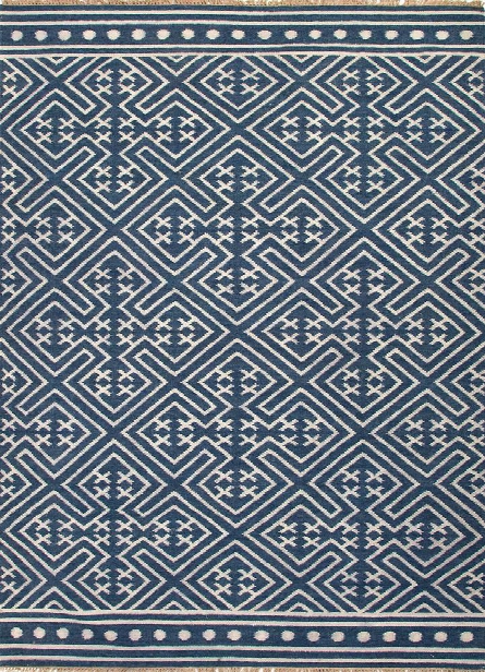 Batik Collection Miao Rug In Blue Design By Jaipur