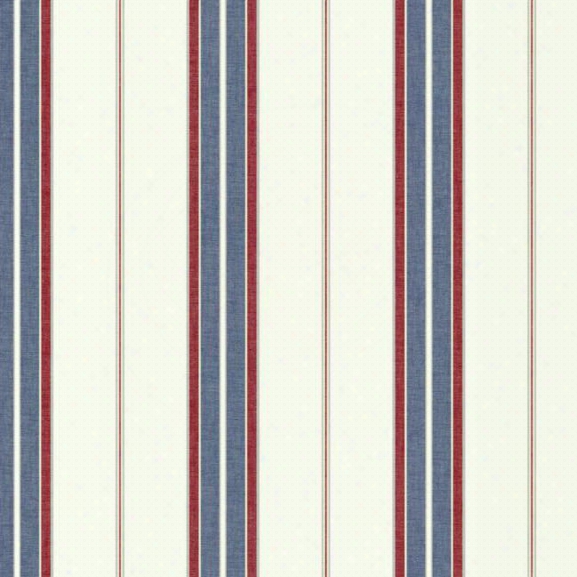 Bay Stripe 2 Wallpaper In Red, Blue, And Cream Design By York Wallcoverings